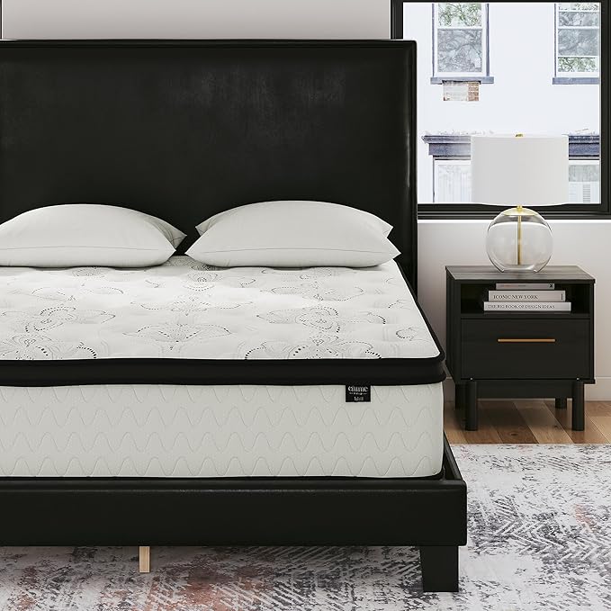 Signature Design by Ashley California King Size Chime 10 Inch Medium Firm Hybrid Mattresswith Cooling Gel Memory Foam for Pressure Relief, Fiberglass Free, Mattress In A Box