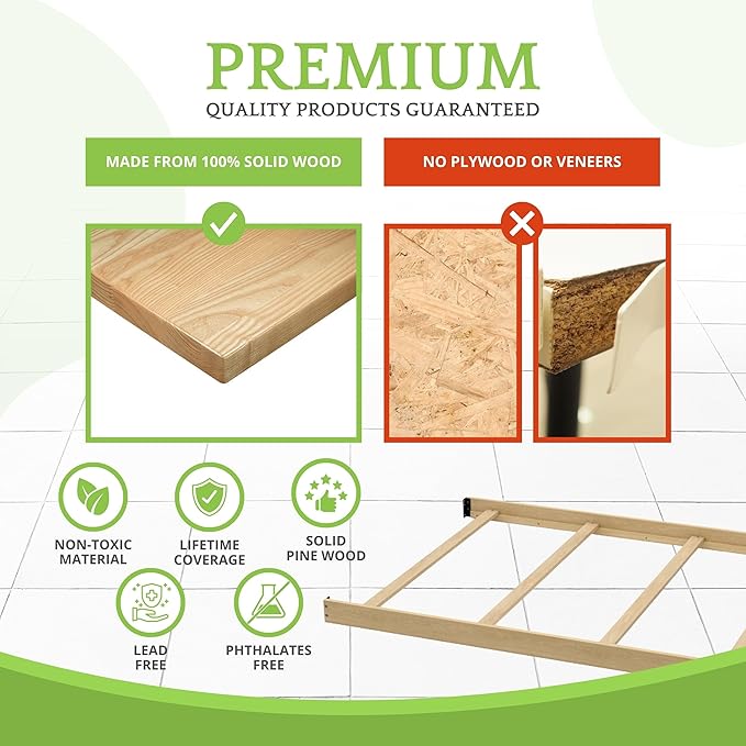Full-Size Conversion Kit Bed Rails for Baby Cache Convertible Cribs - Solid Wood Rail - Toddler and Adult Bed Rail for Full-Size Beds - Essential Nursery & Baby Furniture (Driftwood)