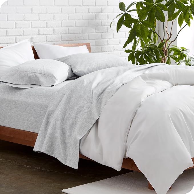 Bare Home Twin Sheet Set - 1800 Ultra-Soft Microfiber Double Brushed - Deep Pockets - Easy Fit - Extra Soft - 3 Piece Set - Bedding Sheets & Pillowcases (Twin, Heathered Pewter)