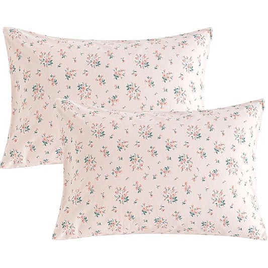 NTBAY 2 Pack 100% Natural Jersey Cotton Toddler Pillowcases, Super Soft and Breathable Travel Pillow Cases with Envelope Closure for Nursery, 13x18 Inches, Pink Floral