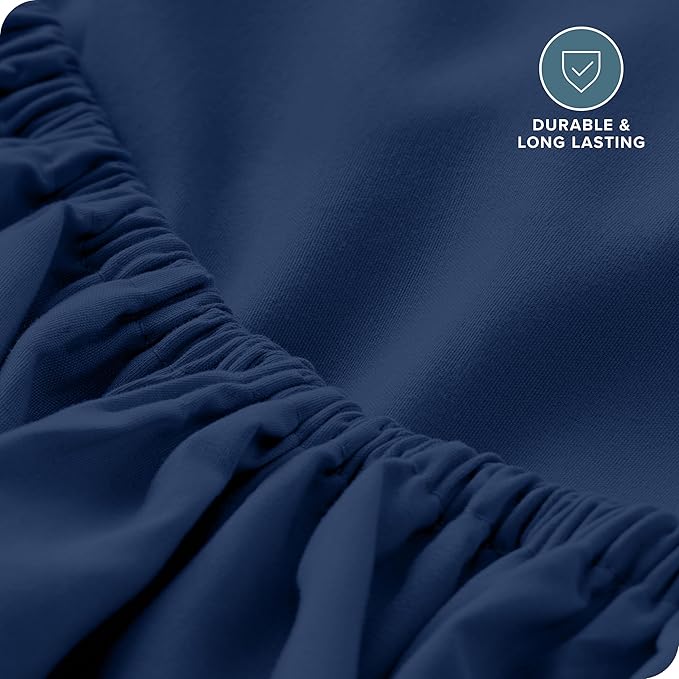 Bare Home Fitted Bottom Sheet Full Size - Premium 1800 Microfiber - Ultra-Soft Hotel Luxury - Deep Pocket - Durable and Long Lasting (Full, Dark Blue)