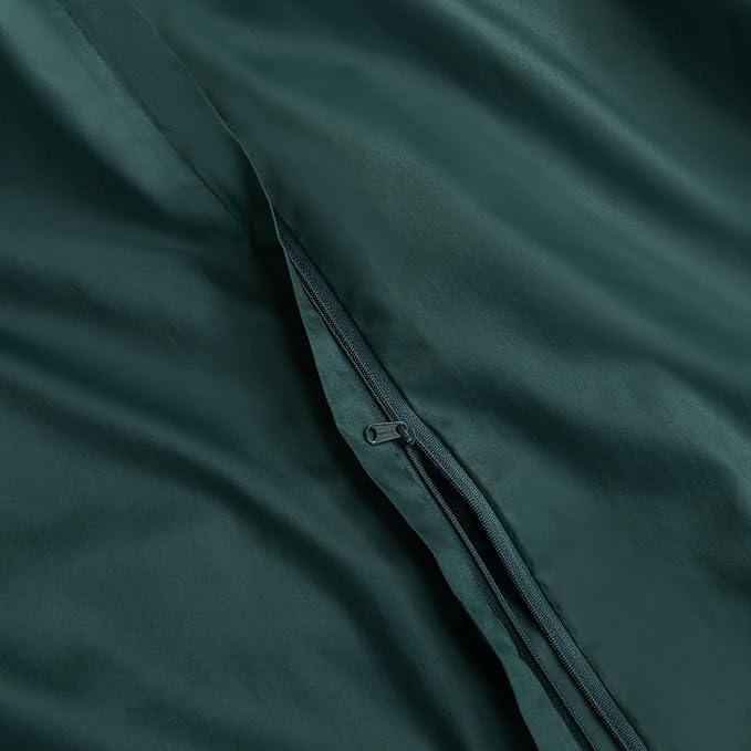 MooMee Duvet Cover Set 100% Extra Long Staple Cotton 600 Thread Count Silky Sateen Smooth Luxury Soft Breathable Durable Hotel Quality Bedding, 3 Pieces (Forest Green, Oversized Queen 98"x98")