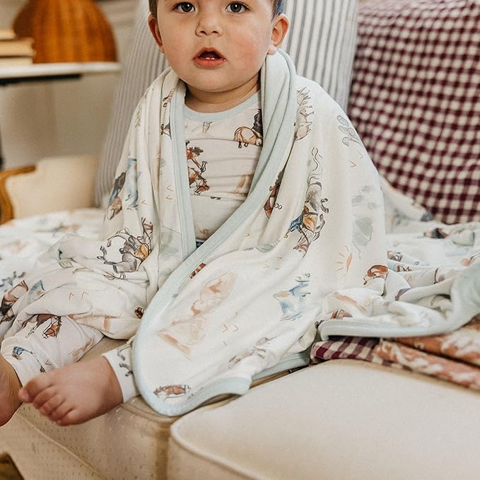 Large Premium Knit Baby 3 Layer Stretchy Quilt Blanket "Boone" by Copper Pearl