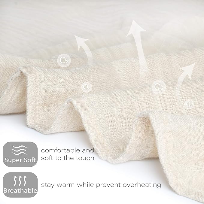 Meracorallo Muslin Swaddle Blanket Silky Soft Receiving Blanket Swaddle Wrap for Baby Boys and Girls, 47 x 47 inches, Set of 4 Solid Color, Brown Green Beige White