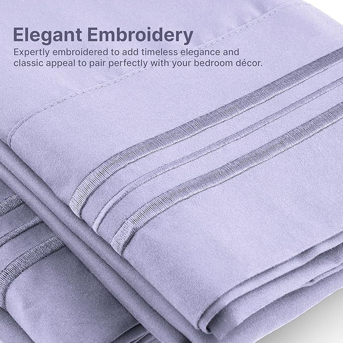 Queen Pillow Cases Set of 4 - Ultra Soft Hotel Quality Pillowcase Covers - Comfy, Cozy & Wrinkle Free - Shrinkage, Stain & Fade Resistant - Machine Washable Pillow Protectors - 4 Piece Set - Lavender
