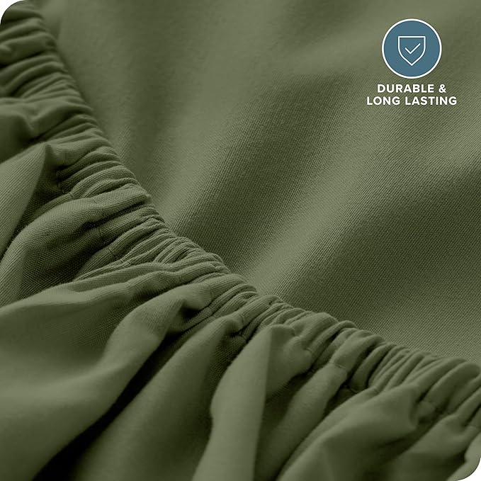 Bare Home Fitted Bottom Sheet Twin XL Size - Premium 1800 Microfiber - Ultra-Soft Hotel Luxury - Deep Pocket - Durable and Long Lasting (Twin XL, Cypress)