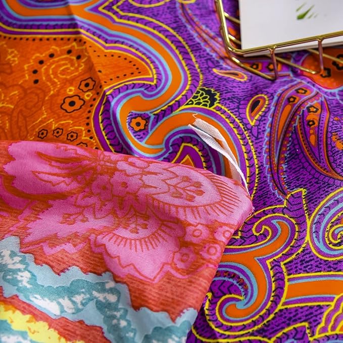 Feelyou Bohemian Duvet Cover Sets 2 Pieces Exotic Style Bedding Cover Set Boho Bedding Set Bedspread Cover Printing Microfiber Comforter Cover Boho Pattern Twin Size Zipper