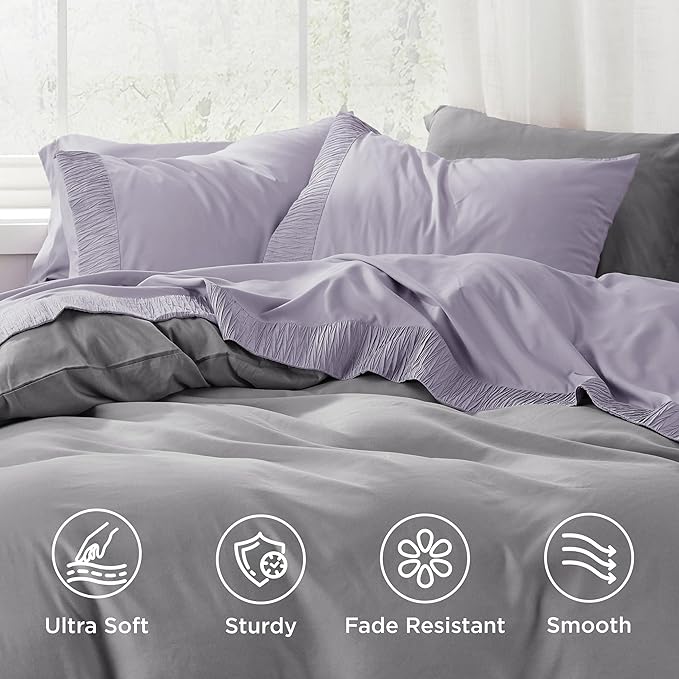 Bedsure Queen Sheet Set - 4 Pieces Soft Queen Size Sheets - Breathable & Cooling - Hotel Luxury - Easy Care Polyester Microfiber Bedding for Women, Men, Lavender