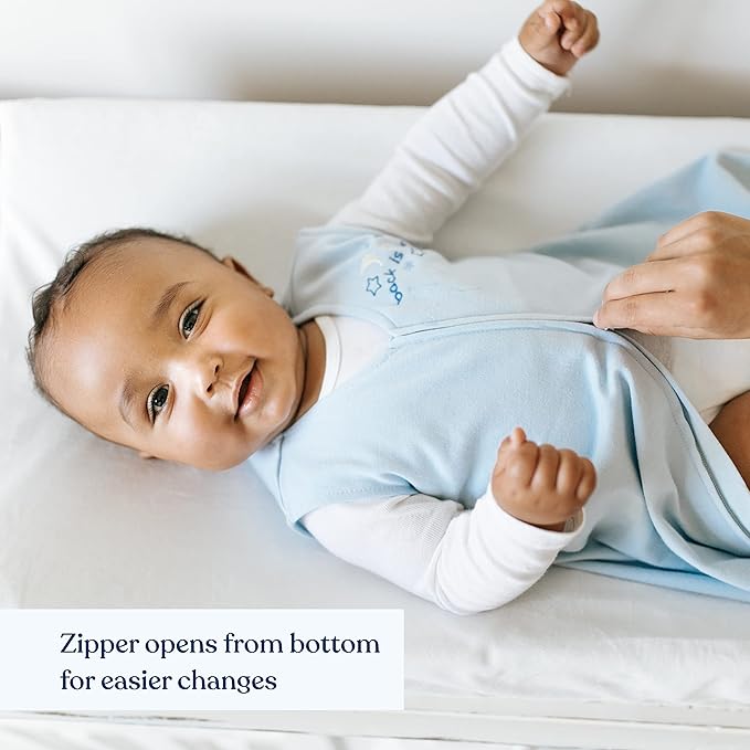 HALO SleepSack, 100% Cotton Wearable Blanket, Swaddle Transition Sleeping Bag, TOG 0.5, Baby Blue, Small, 0-6 Months