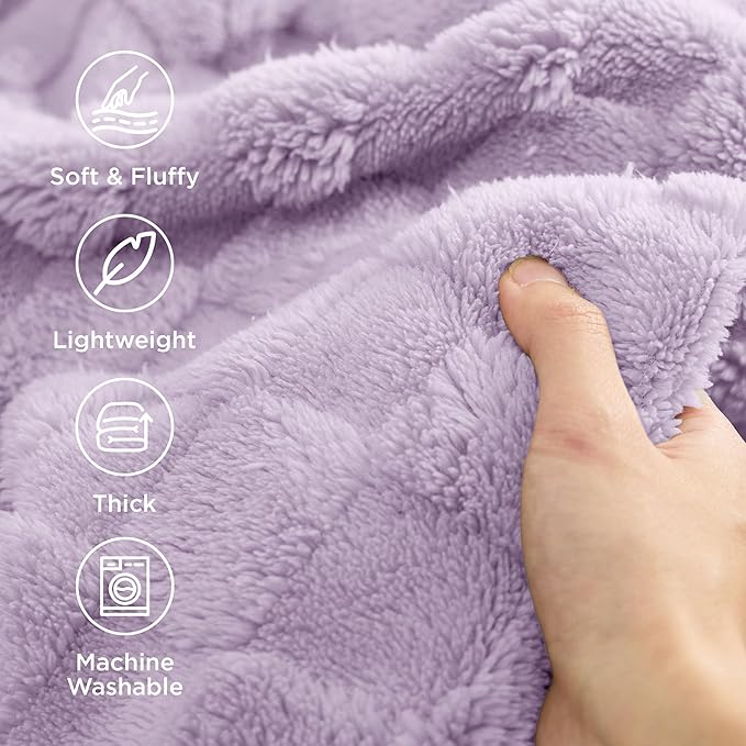 Bedsure GentleSoft Lavender Fog Throw Blanket for Couch - Checkered Fleece Blankets Gifts for Women Men Girls, Cute Soft Cozy Throw for Bedroom Home Decor Gifts, 50x60 Inches