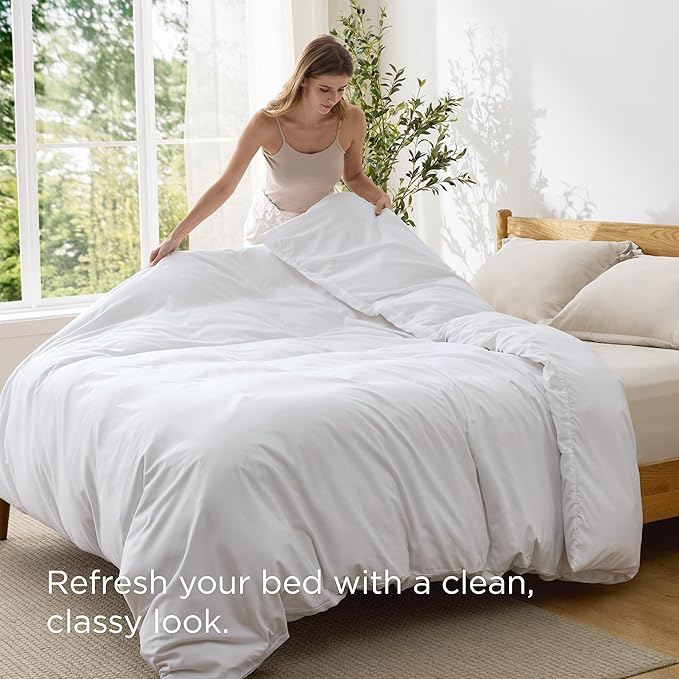 Bedsure Duvet Cover California King Size - Only Includes 1 Duvet Cover (104"x98"), Hotel Luxury Soft Double Brushed All Season Bedding for Kids & Adults, Zipper Closure, NO Comforter, White
