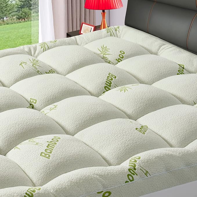 PATSBA Premium Viscose Made from Bamboo RV King Size Mattress Topper for Back Pain, Quilted Fitted Extra Thick Mattress Pad,Pillow Top Mattress Cover with Deep Pocket Up to 21 Inches（72 * 80inch）