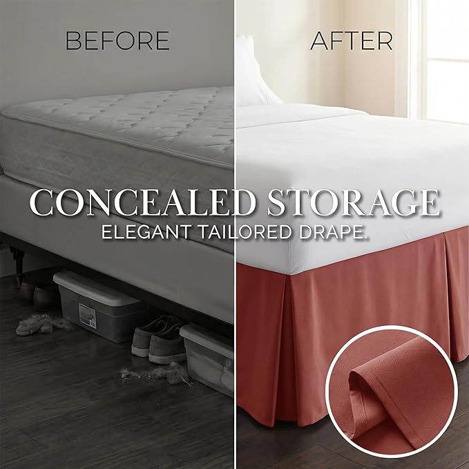 Southshore Fine Living, Inc. Hotel Quality Full Bed Skirt - 14" Drop, Elegant Pleated Design, Premium Dust Ruffle/Full Size Bed Skirt, Easy Care, Luxury Bed Skirt Full Size, Marsala (Terra Cotta)