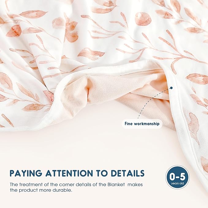GRSSDER Baby Swaddle Blankets 2 Pack, Super Soft Jersey Knit Baby Quilt Blankets for Baby Girls, Double Layer Receiving Blankets 34 x 44 Inches Extra Large for Swaddling, Pink Flowers Season