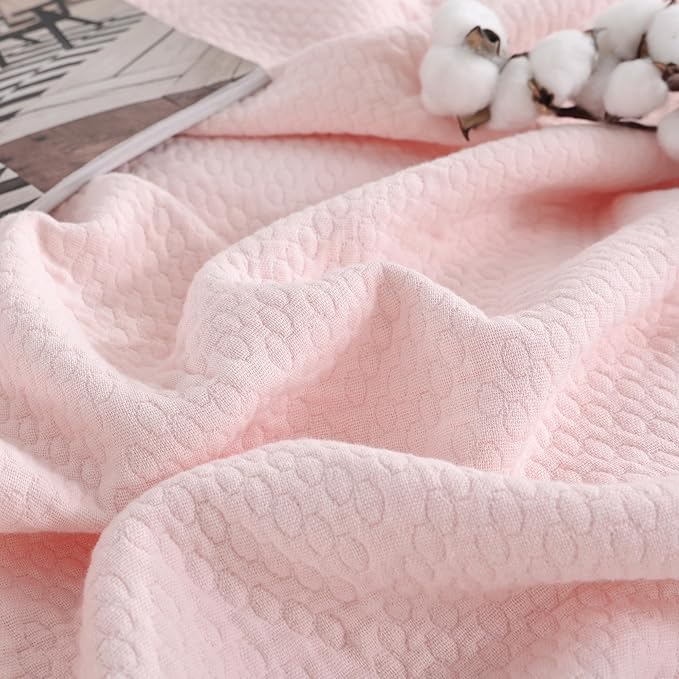 Premium 100% Cotton Blanket – All-Season Soft Breathable Bed Blanket for Twin Size – Lightweight Stylish Textured Throw for Bed– Giftable Cozy Bedding