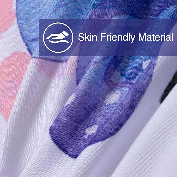 A Nice Night 6pcs Queen Bed in A Bag Watercolor Ink Wash Tie-Dye Butterfly Printed, Butterflies Flying Bedding Comforter Set, Purple