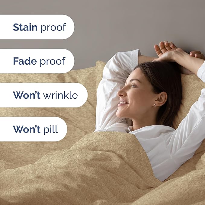Duvet Cover King Size - Extra Soft King Size Duvet Cover - Lightweight, Breathable, Easy Care & Fade Free w/ Zipper Closures & Ties - 104" x 90" Inches - (Heathered Tan) Comforter Not Included