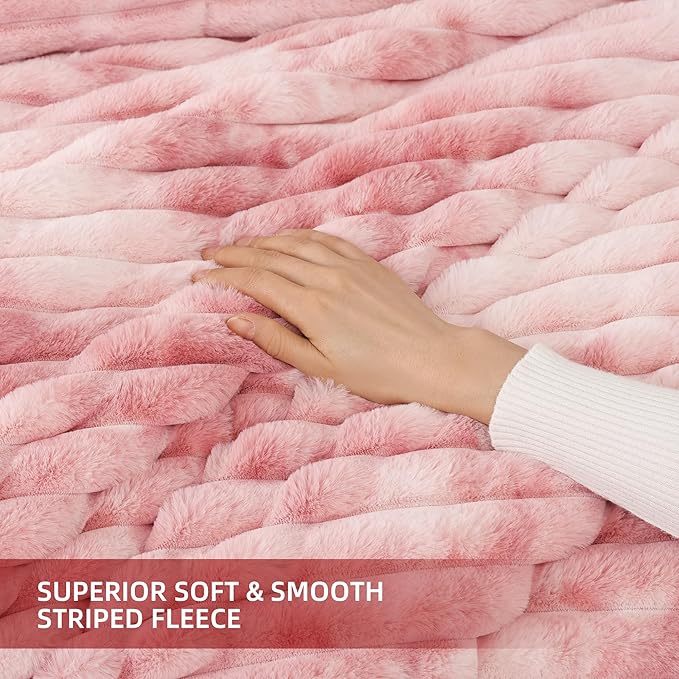 Smoofy Fluffy Twin Comforter Sets 2 Pieces - Tie-dye Pink Fleece Fluffy Comforter Set, Luxury Fuzzy Twin Bedding Set, Soft Warm Comforter All Season, Heavy Faux Fur Comforter with Pillow Cases