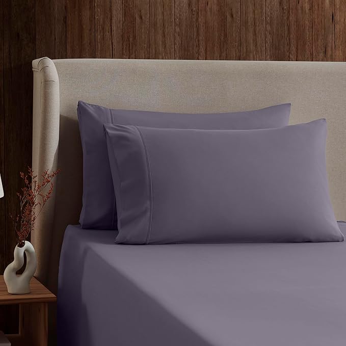 Nestl Full Sheet Set - Luxury 1800 Ultra-Soft Microfiber Full Bed Sheets - Double Brushed - Deep Pockets - Easy Fit - 4 Piece Set - Bedding Sheets & Pillowcases (Full, Grayish Purple)