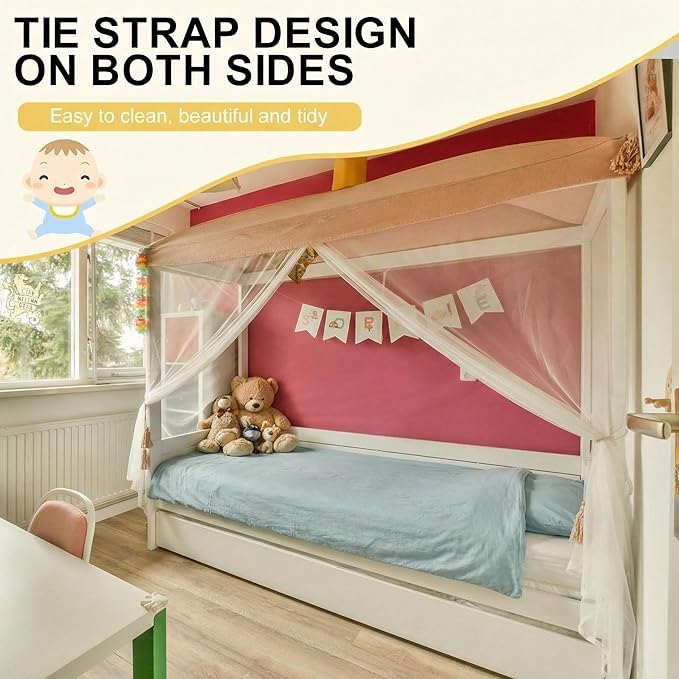 Frienda Bed Mosquito Net Mosquiteros Cameros para Cuba Rectangular Canopy Drapes with Hook Nylon Rope for Single Twin Full Queen King Size Bed Camping Outdoor Travel(White,Full)