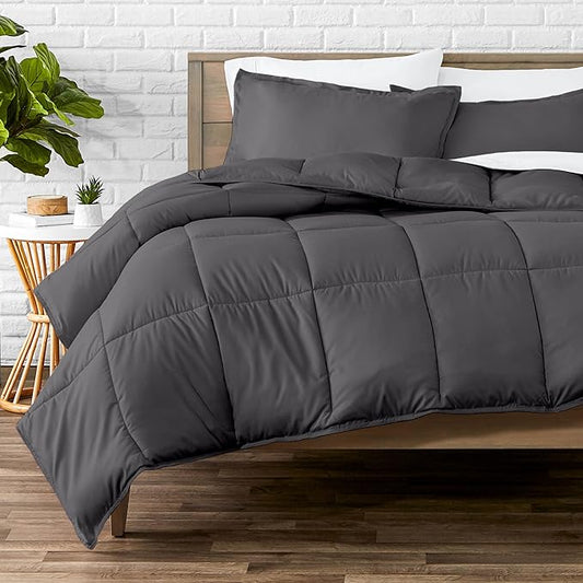 Bare Home Comforter Set - King/California King Size - Ultra-Soft - Goose Down Alternative - Premium 1800 Series - All Season Warmth (King/Cal King, Forged Iron Grey)