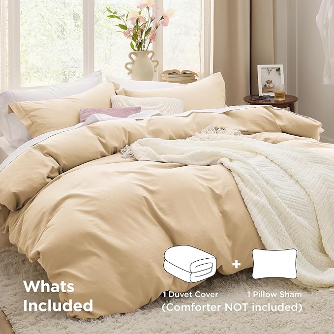 Bedsure Alabaster Gleam Twin Duvet Cover - 2 Pieces Prewashed Extra Soft Bedding Set, Includes 1 Duvet Cover Twin Size 68x90 Inches with Zipper Closure & 1 Pillow Sham, Comforter Not Included