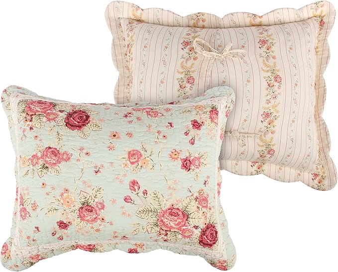 Greenland Home Antique Rose 100% Cotton Heirloom-Quality Quilt Set, 2-Piece Twin/XL, Blue