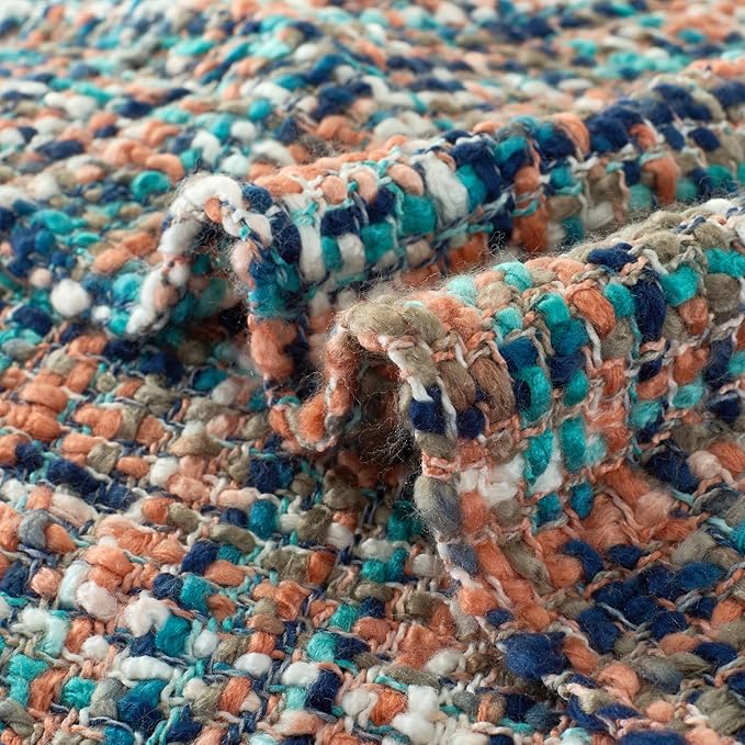 Multi-Color Pink Cable Knitted Throw Blanket for Couch,50"X60" Boho Style Textured Blankets for Home Decor,Super Soft Warm Cozy Chunky Knit Blanket with Decorative Tassels for Bed and Sofa