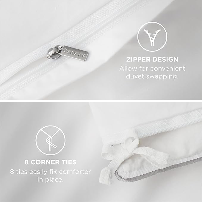 Bedsure Luxury Hotel Duvet Cover King Size, 100% White Cotton Rope Weave Bedding Set, Includes 1 Duvet Cover 104x90 Inches with Hidden Zipper & 2 Pillow Shams, Comforter Sold Separately
