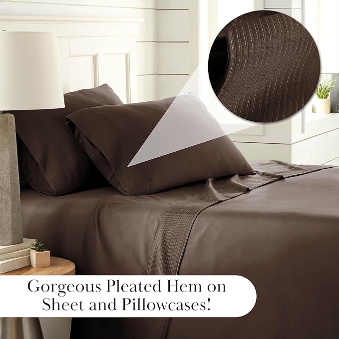 Southshore Fine Living, Inc. Deep Pocket California King Sheet Set with 21" Deep King Fitted Sheet, King Size Pillow Cases Set of 2 | Hotel Luxury Quality | Easy Care Microfiber Sheets | Brown