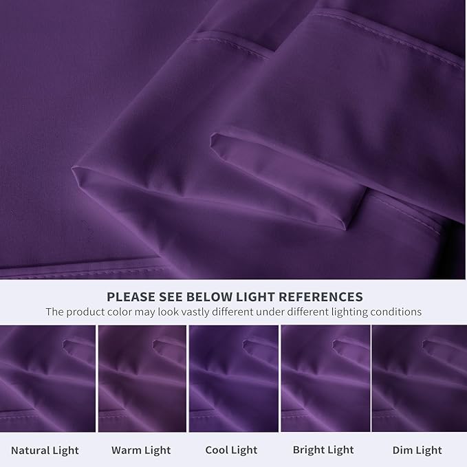 Maple&Stone Full Flat Sheet 6 Pack,Premium Soft & Breathable,Brushed Microfiber Fabric,Anti-Shrinkage & Non-Fading,Bulk Flat Sheets Only Full Size (Purple)