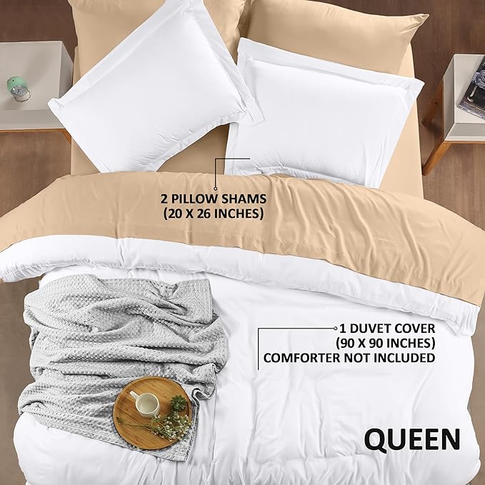 Utopia Bedding Duvet Cover Queen Size - 3 Piece with Zipper Closure - 1 Comforter Cover 90X90 Inches & 2 Pillow Shams 20X26 Inches (Pack of 10, White) Comforter Not Included