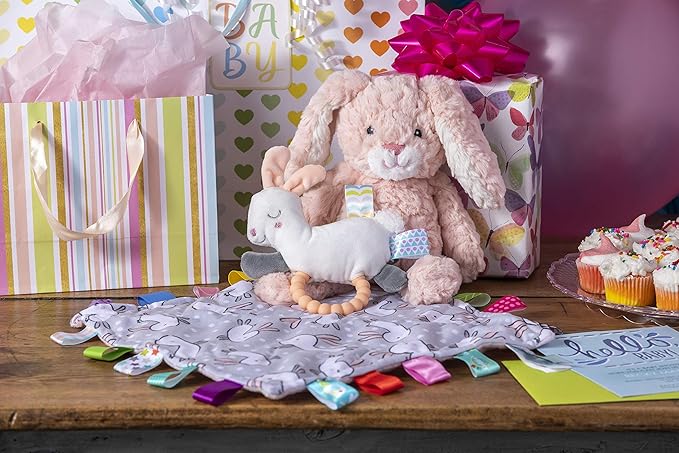 Taggies Lovey for Baby Security Blankets Original Comfy Blanket with Sensory Tags, 12 x 12-Inches, Bunnies