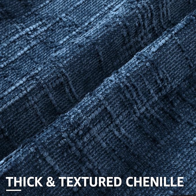 decorUhome Spring Navy Blue Chenille Euro Sham Throw Pillow Covers 24x24 Set of 2 Textured Soft Cozy Slubby Couch Pillow Covers Modern Farmhouse Boho Decorative Pillow Cases for Bed Sofa Living Room