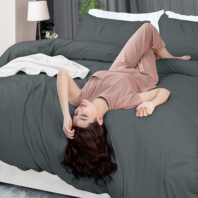 Utopia Bedding Duvet Cover King Size - 3 Piece with Zipper Closure - 1 Comforter Cover 104X90 Inches & 2 Pillow Shams 20X36 Inches (Pack of 8, Grey) Comforter Not Included