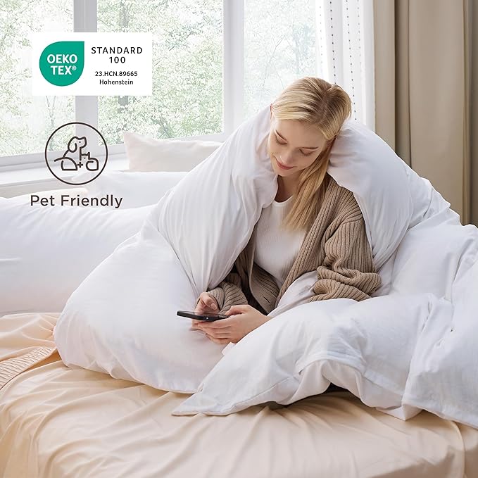 Bedsure Bright White Oversized King Duvet Cover - 3 Pieces Prewashed Cotton-Like Polyester Extra Soft Bedding Set, Includes 1 Duvet Cover 120''x98'' with Zipper Closure & 2 Pillow Shams, No Comforter