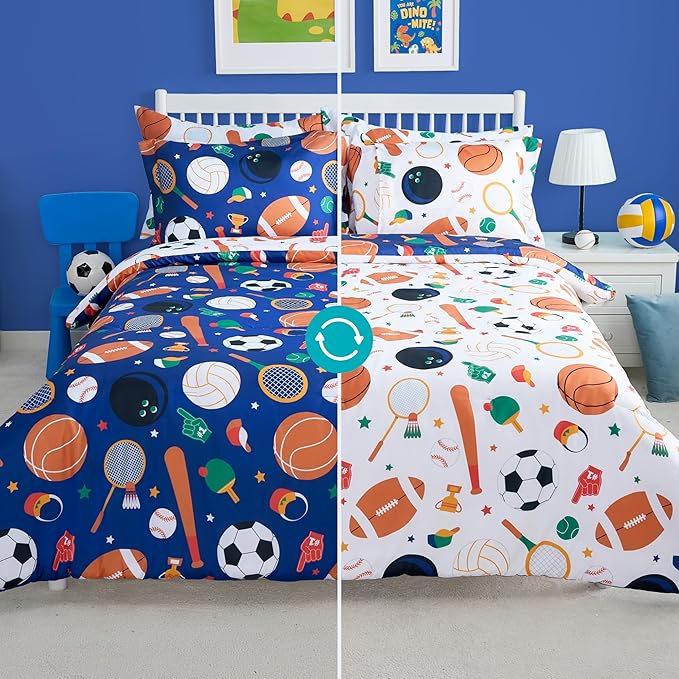Joiedomi Kid Full Comforter Set 7 Piece Ball Sports Bedding Set for Boys Girls Super Soft Microfiber Bed in a Bag with Comforter Sheets Pillowcase Sham