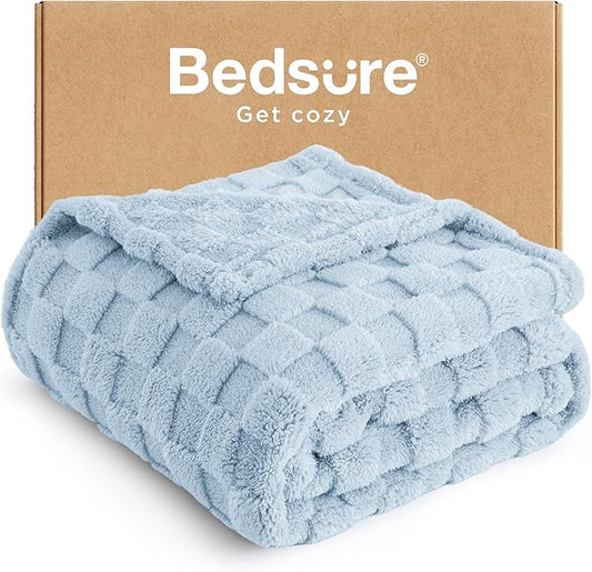Bedsure GentleSoft Twin Blanket for Bed Light Blue - Super Soft Cozy Blankets for Women Men Girls, Cute Fuzzy Fleece Throws for Bedroom Couch, 60x80 Inches