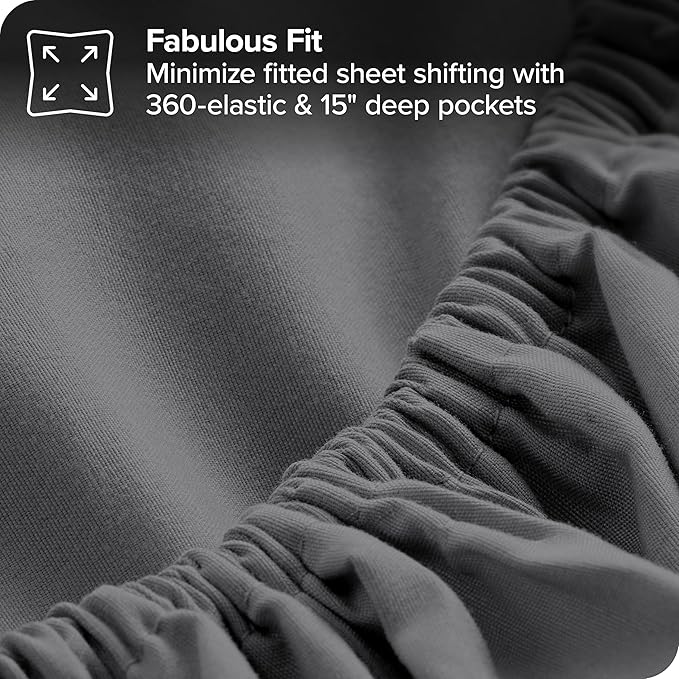 Bare Home Bed-in-A-Bag 7 Piece Comforter & Sheet Set - Queen - Goose Down Alternative - Ultra-Soft 1800 Premium - Bedding Set (Queen, Light Grey/Grey)