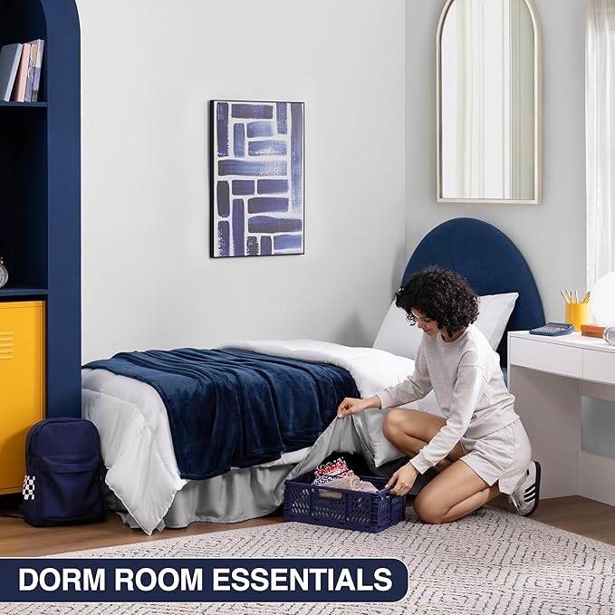 Casual Living Bed Skirt Wrap Around Ruffled Style Box Spring Cover Bed Skirts for Bedroom Decor Machine Washable Premium Bedding 15-Inch Drop Elastic Dust Ruffle, Twin/Twin XL, Grey