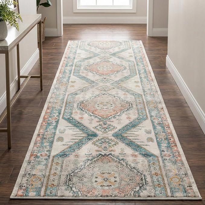 Well Woven Custom Size Runner - Choose Your Length - Jolena Blue & Ivory Vintage Medallion 27 Inch Wide x 60 Feet Long Runner (27" x 60' Runner) Long Rug