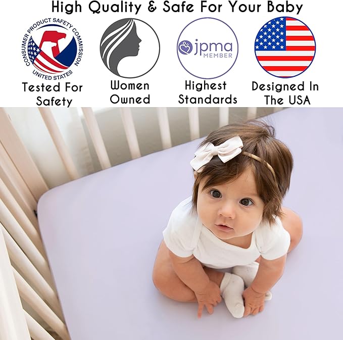 Sweet Jojo Designs 4-Piece Baby Crib Bedding Set (Purple Lavendar Floral Rose) for Girls, Infants/Nursery incl. Blanket, Fitted Sheet, Skirt, Diaper Stacker (Elegant, Princess, Luxury, Ruffle Roses)