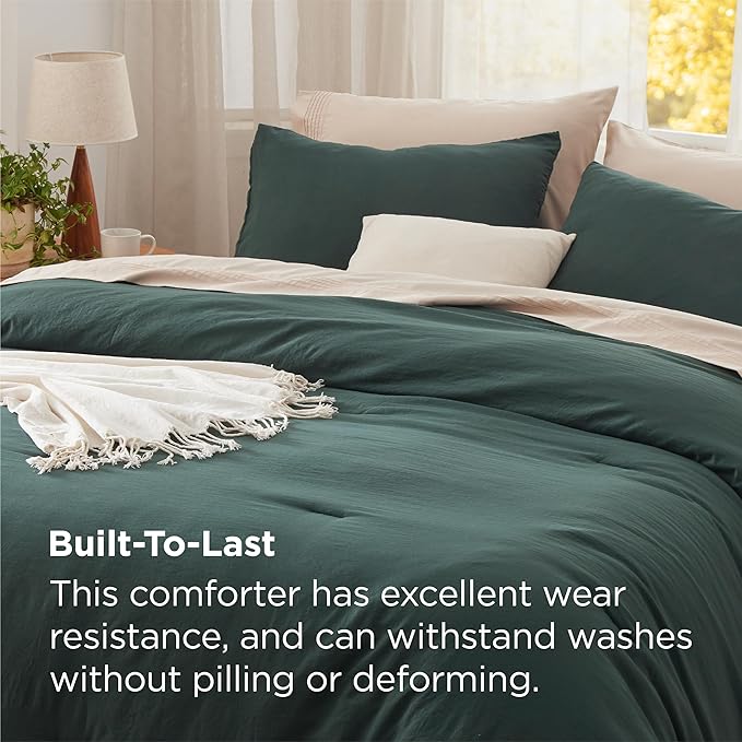 Bedsure Twin/Twin XL Comforter Set, Forest Green Soft Prewashed Bedding for All Seasons, 2 Pieces GentleSoft™ Bed Set, 1 Lightweight Comforter (68"x88") and 1 Pillowcase (20"x26")