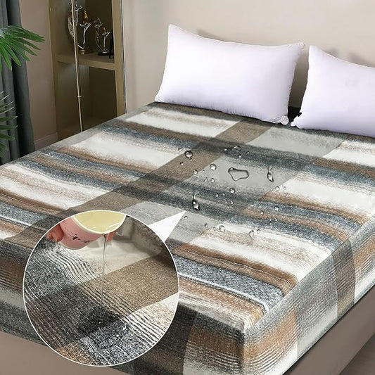 Waterproof Mattress Protector King, Fitted Sheet Style Breathable Mattress Cover with Deep Pocket Fits Up to 18'', Noiseless Bed Cover for Kids Adults Pets, Machine Washable (Stripes, 76'' X 80'')