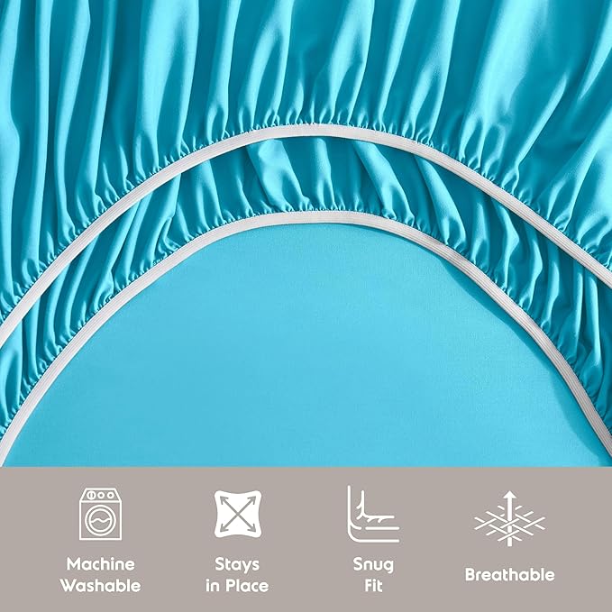 Nestl Twin Sheet Set - 1800 Ultra-Soft Microfiber Twin Bed Sheets - Double Brushed - Deep Pockets - Easy Fit - Extra Soft - 3 Piece Set - Bedding Sheets & Pillowcases (Twin, Bright Blue)