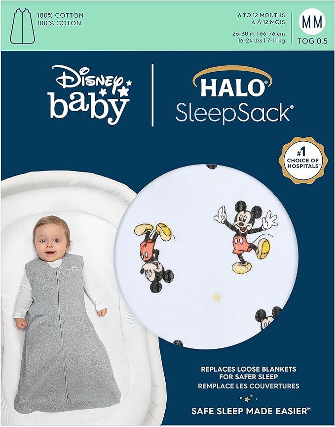 HALO Sleepsack, 100% Cotton Wearable Blanket, Swaddle Transition Sleeping Bag, TOG 0.5