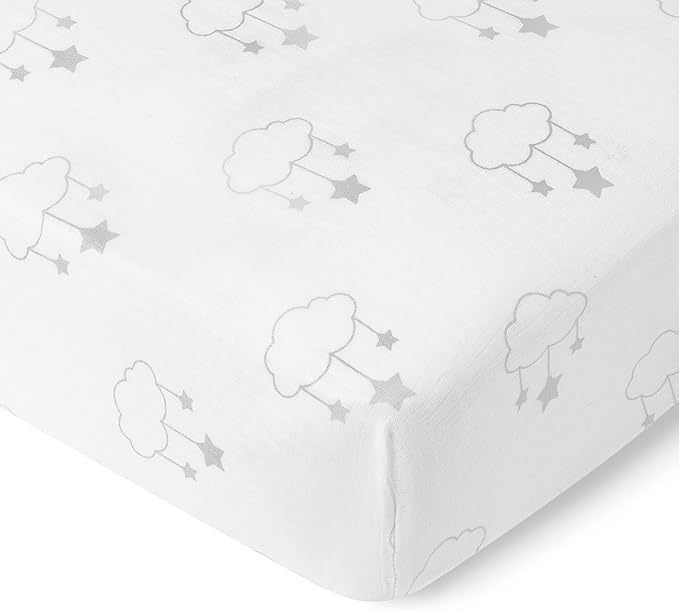 Newton Baby Fitted Crib Sheet (2-Pack) - Ultra Breathable and Soft, Organic Cotton, Fits All Standard Cribs, Wishing on a Star White