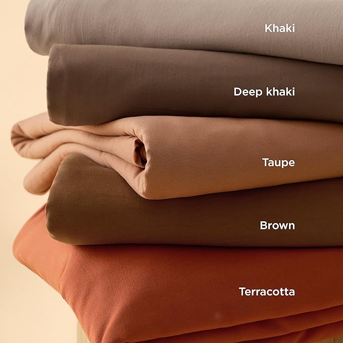 Bedsure Deep Khaki Duvet Cover Twin/Twin XL Size - 2 Pieces Prewashed Polyester Extra Soft Bedding Set, Includes 1 Twin Duvet Cover 68''x90'' with Zipper Closure & 1 Pillow Sham, No Comforter