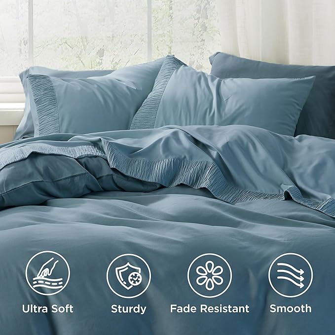 Bedsure Twin Sheets Set - 3 Pieces Soft Twin Bed Sheets - Breathable & Cooling - Hotel Luxury - Easy Care Polyester Microfiber Bedding for Women, Men, Mineral Blue