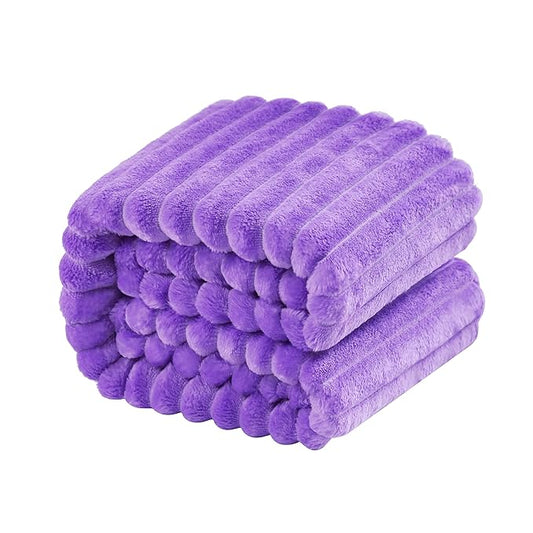 NTBAY Plush Flannel Twin Bed Blanket, 60X80 Inches Soft and Warm Lightweight Blanket with Striped Texture Bed Blanket for Couch Sofa Bed All Seasons, 60"x80", Purple